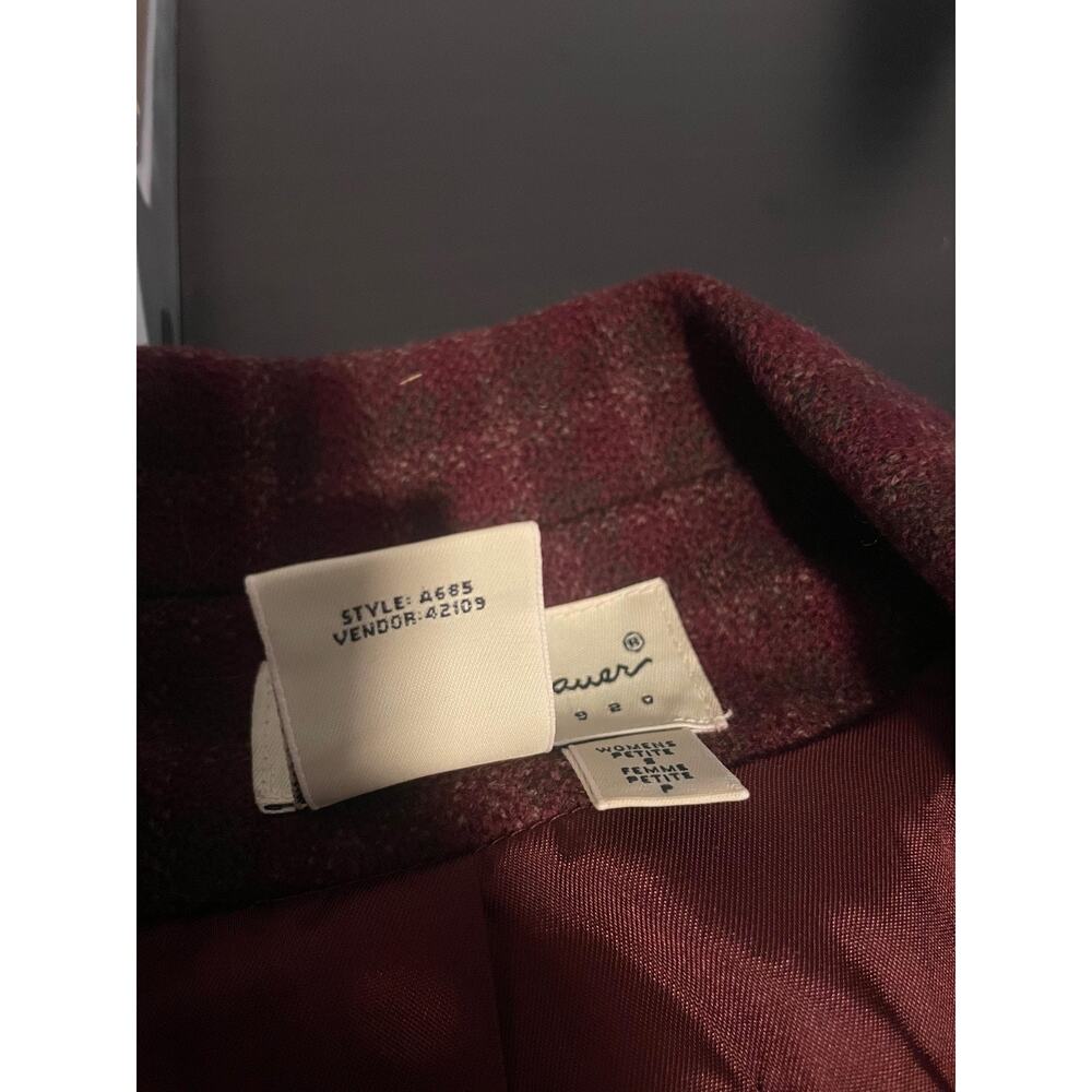 Vintage Eddie Bauer Blazer Womens Petite Small Red Wool Plaid Career Jacket 90s - Picture 4 of 8